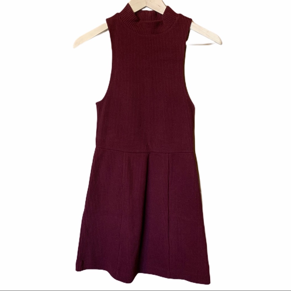 Free people burgundy sleeveless a line dress small